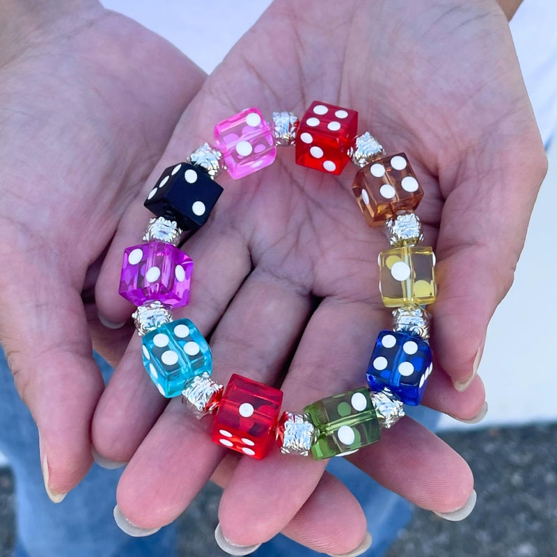fiona Dice Bracelet, Casino Bracelet For Women, Bunco Bracelet Gift, Plastic Beaded Bracelet Multi Color 1 pc - Image 5